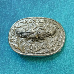FLYING EAGLE Silver Tone Belt Buckle – NEW Filigree Spread Wings Soaring on Find