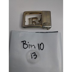 Vintage Two Tone Metal Letter R Initial Monogram Belt Buckle Silver Gold Tone