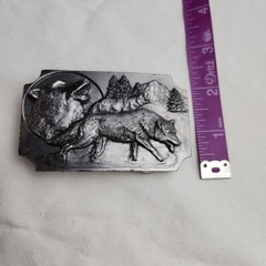 Vintage Wolves Belt Buckle Rectangle 1991 Arroyo Grande 3.25in By 2in Made USA