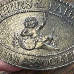 Ficca Italian Mothers & Fathers Oval Western Belt Buckle Gold Metal 1.5in Fit
