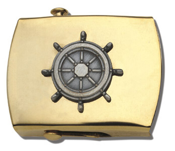 Nautical Ships Wheel Brass Buckle, Military Style, 1-1/4&Prime; wide