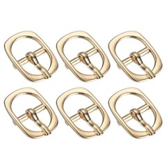 6Pcs 0.5&Prime; Single Prong Belt Buckle Oval Center Bar Buckles for Belt Champagne