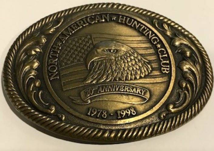 North American Hunting Club 20th Anniversary Brass Belt Buckle 1978-1998