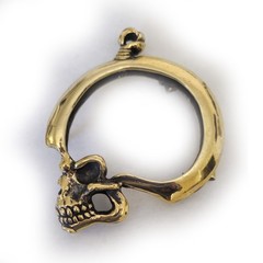 Skull with Thinking Big Brain Brass Belt Buckle
