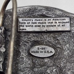 Vintage 1980s I Love Country Music Belt Buckle Metal Siskiyou Buckle Co 1988