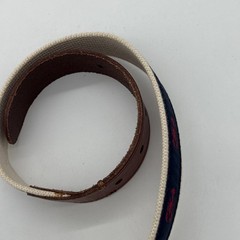 J Crew Mens Belt, Leather +Canvas,Silver Color Buckle, Lobster Design, Size 30
