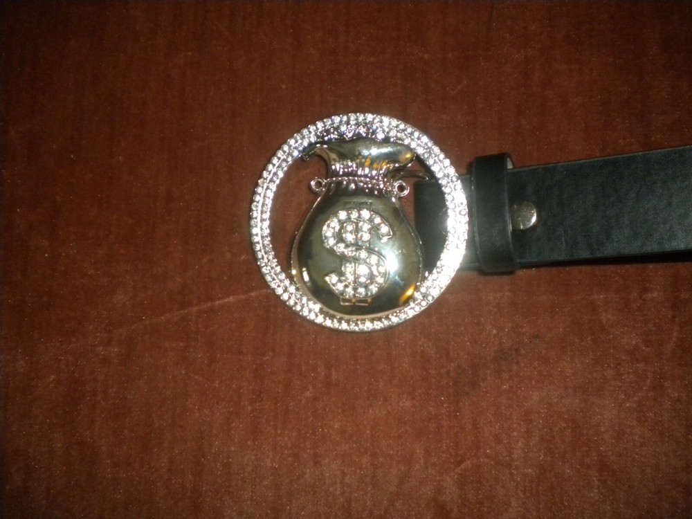 NEW FASHION SILVER BUCKLE WITH A MONEY BAG AND CLEAR STONE ONLY BUCKLE