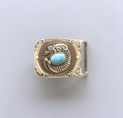 Western Dragon Solid Brass Rectangle Belt Buckle