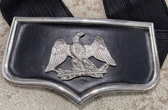 ACCESSOCRAFT SILVER TONE AND FAUX BLACK LEATHER EAGLE BELT BUCKLE BLACK BELT