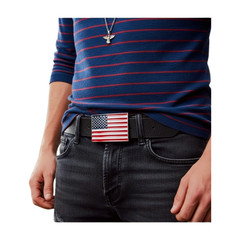 Men Women Belt Buckle Metal Silver United State America USA Flag 4th July Style