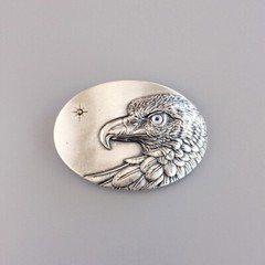 Vintage Silver Plated Oval Sun Eagle Belt Buckle With Grey Eye