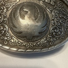 Ruger silver oval western belt buckle floral logo metal fits 1.5&Prime; belt 2002