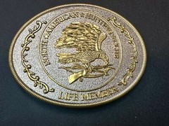 North American Hunting Club Belt Buckle Of Life Member Eagle Rifle Emblem
