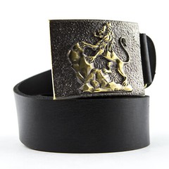 Brass belt buckle Rampant Lion, Royal coat of arms, Lion, Galicia belt buckle
