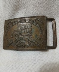 Vintage Brass Belt Buckle Henry Ford Detroit Automobiles Record Model T Year Car