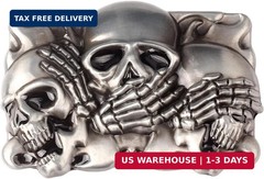Western Cowboy Belt Buckle for Men, Ghost Skeleton Skull Belt Buckle Gifts for M