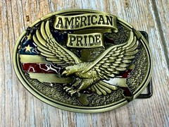 American Pride USA Bald Eagle Majestic Flying Hunting Country Flag Belt Buckle