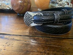 Navajo James Reid LTD Style Sterling Silver Belt Buckle Set 33-37-1.25”✅🦬