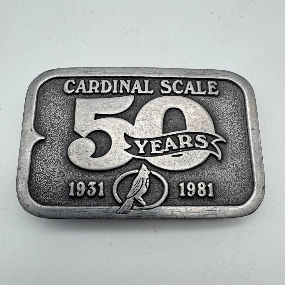 Vintage Cardinal Scale 50 Years 1931-1981 Belt Buckle Hit Line USA