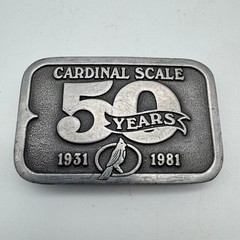 Vintage Cardinal Scale 50 Years 1931-1981 Belt Buckle Hit Line USA