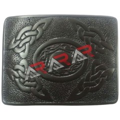 Men&rsquo;s Scottish Kilt Buckle Belt Highland Celtic Oval Color Jet Black Finish AAR