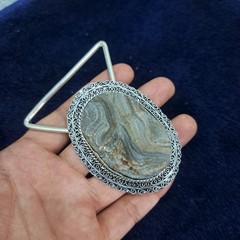 Natural Desert Druzy Belt Buckle – Sparkling Crystal Surface, Silver Plated