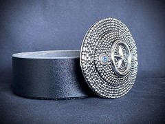 “Lone Star Reliquary” Belt Buckle Handmade 4×3 Leather back OOAK Darren McNeese