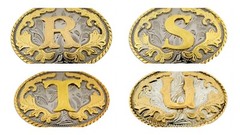 N E W A B C D G J K L M R S T Initial Letter Belt Buckle Men Women Western Rodeo