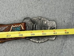 The Great American Buckle Co ENAMEL EAGLE 1243 Belt Buckle W/ Belt USA VTG 1983