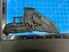 Winged Gun Flying Pistol Handgun Figural Cutout Brass Tone Large Belt Buckle