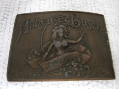 Vintage Anheuser Busch Original Budweiser Beer Curved Brass Belt Buckle