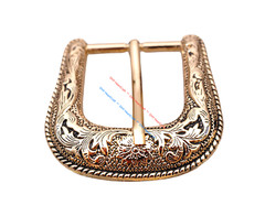 Western Cowboy Gold Flower Engraved Ranger Belt Pin Buckle Set Fits 1-1/8&Prime; Strap