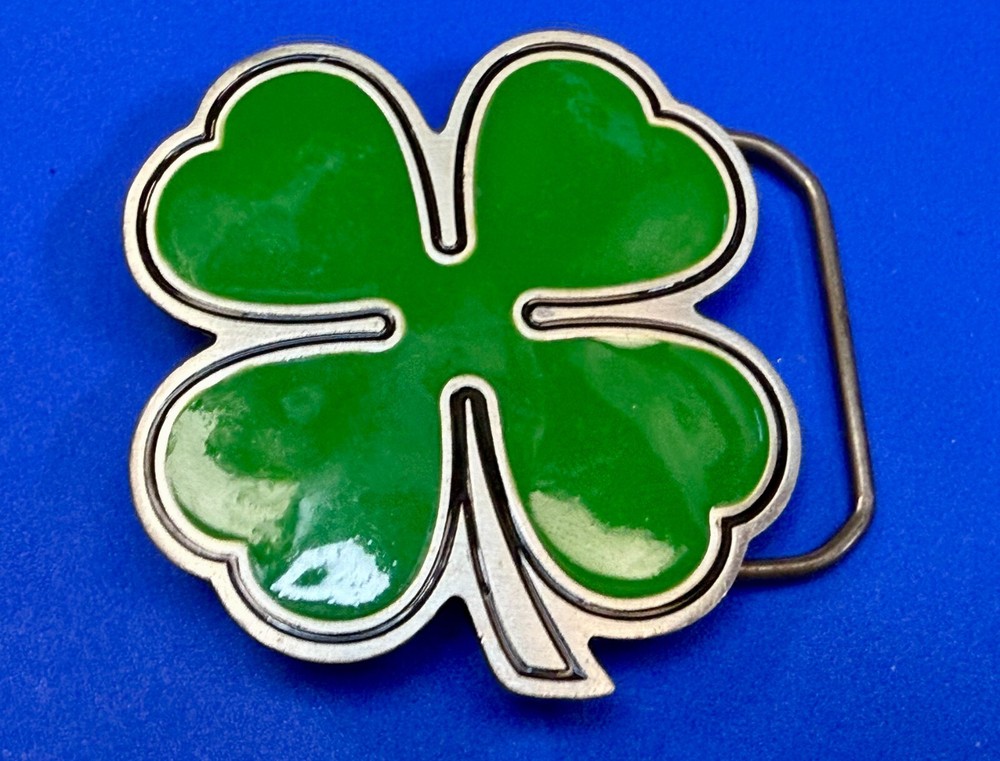 Lucky Four Leaf Clover Fine Pewter 2001 Great American Products Belt Buckle