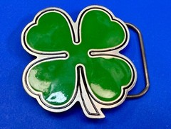 Lucky Four Leaf Clover Fine Pewter 2001 Great American Products Belt Buckle
