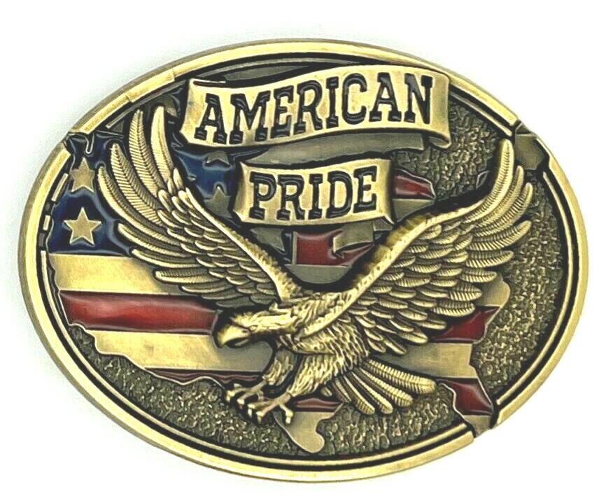 USA American Pride Flag Eagle Enameled Belt Buckle Motorcycle Patriotic New