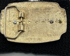 Western White Enamel Gold Tone Belt Buckle Couple Dancing Dance Floral Scroll