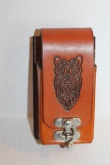 Men&rsquo;s Brown Tooled Leather Belt Holster Clip