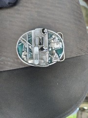 Vintage Siskiyou Belt Buckle Telephone Workers Telecomm Lineman Silvertone 1988