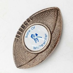 Football Shaped Belt Buckle Whitewater Kansas Bank Horse Western Sports Ks