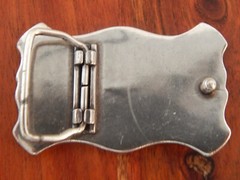 Silver Tone Metal Belt Buckle, Gold Tone Long Horn Steer Image SHIPS FREE