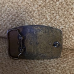 Alumaline Western Woven Tooled Leather Look Belt Buckle BB-317 Brass 4108 Vtg