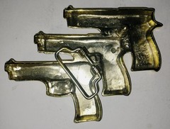 Rock Rebel 3 Pistols Gold-Tone Metal Belt Buckle
