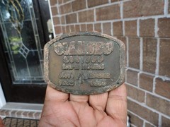 vintage CIANBRO Construction Pittsfield, ME ANACORTES BRASS BELT BUCKLE ~1989~