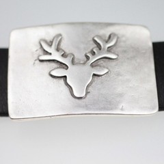 Deer Head Belt Buckle Metal Antique Rustic Hunting Motif For 40mm Belt