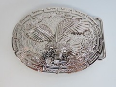 Flying Eagle Silver Tone Ornate Metal Belt Buckle Oval New