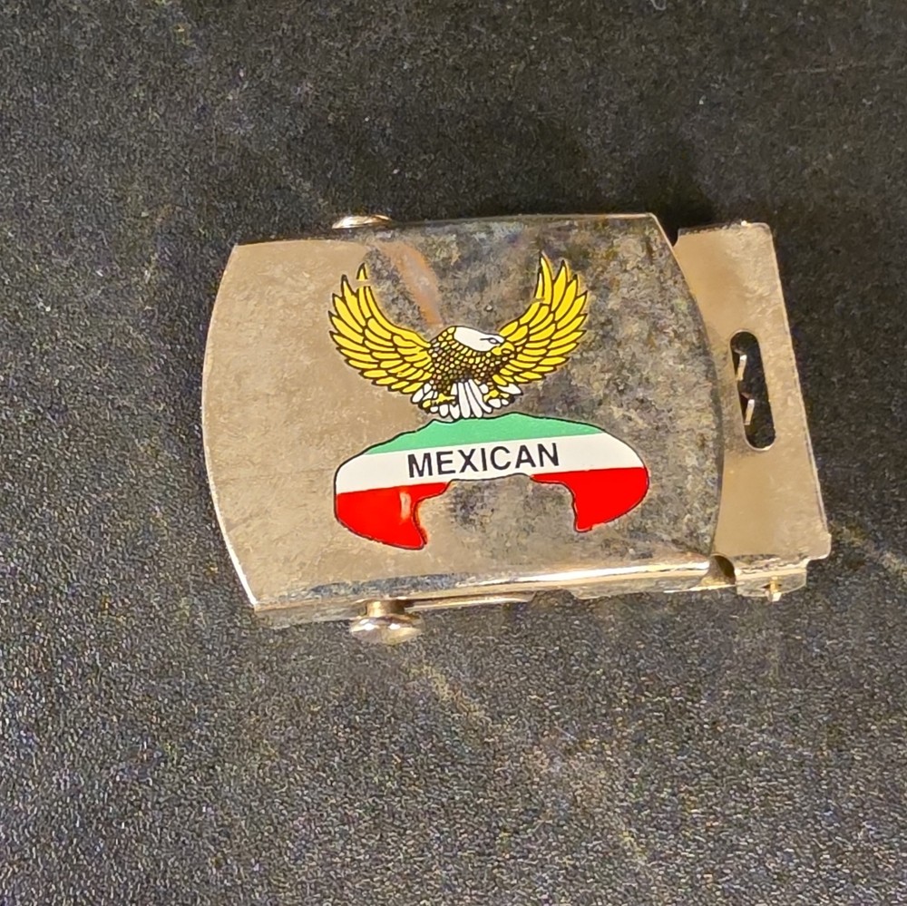 MEXICAN FLIP TOP BLACK BELT BUCKLE with TIP ONLY for 1.25&Prime; Canvas Belts