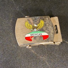 MEXICAN FLIP TOP BLACK BELT BUCKLE with TIP ONLY for 1.25&Prime; Canvas Belts