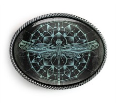 Dragonfly Belt Buckle – Esoteric Floral Mandala Ornate Art Belt Buckle – 125