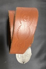 SISKIYOU Buckle Co Enamel Eagle VTG 1982 pewter Belt Buckle & Homemade Belt