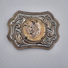 Vintage Eisenhower Dollar Belt Buckle 1776-1976 Bicentennial Gold Silver Tones